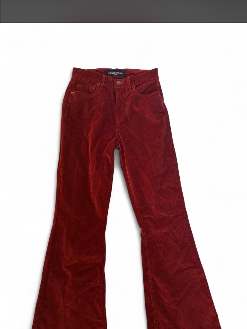 Veronica Beard Corduroy Flare Jeans in Deep Red